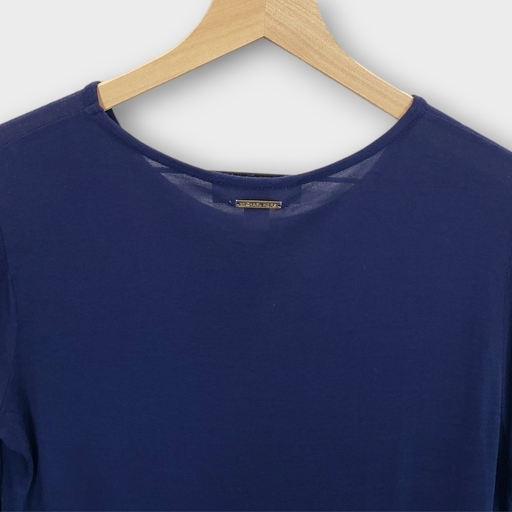 Michael Kors Navy Flutter Hem Layered Top Medium - Picture 2 of 11